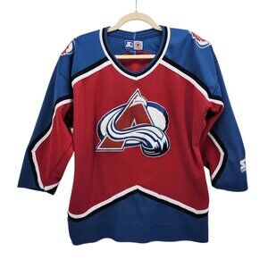 Vintage Starter Colorado Avalanche Boys Youth L/XL Jersey NHL Burgundy Blue Logo